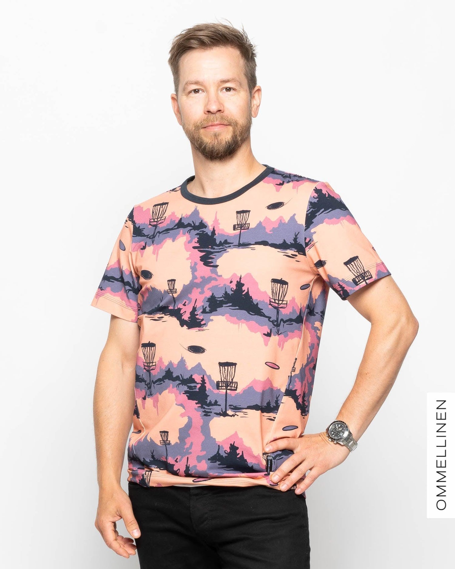 Miesten T-paita, Frisbeegolf - persikka - Ommellinen