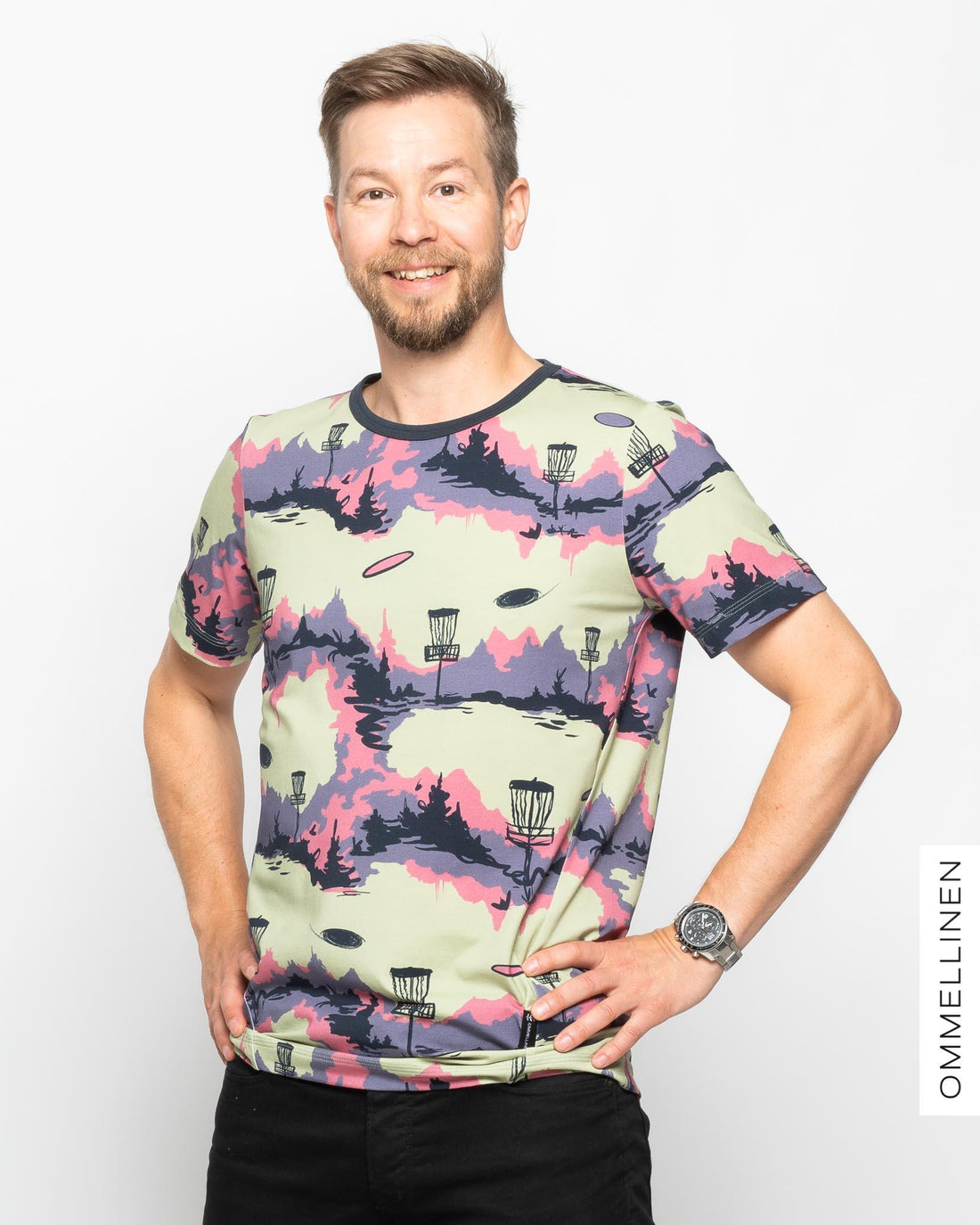 Miesten T-paita, Frisbeegolf - vihreä - Ommellinen